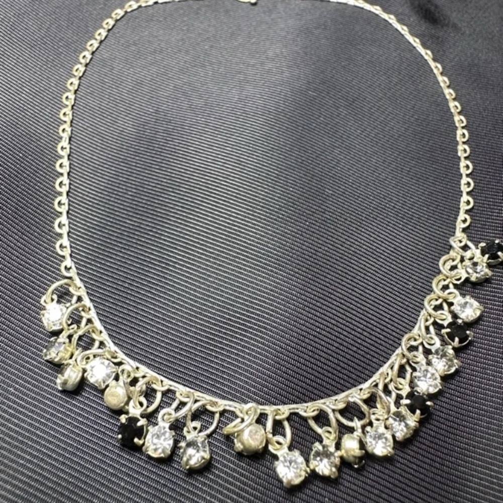 Claire’s Silver-Tone Charm bracelet with Clear and Black Crystals